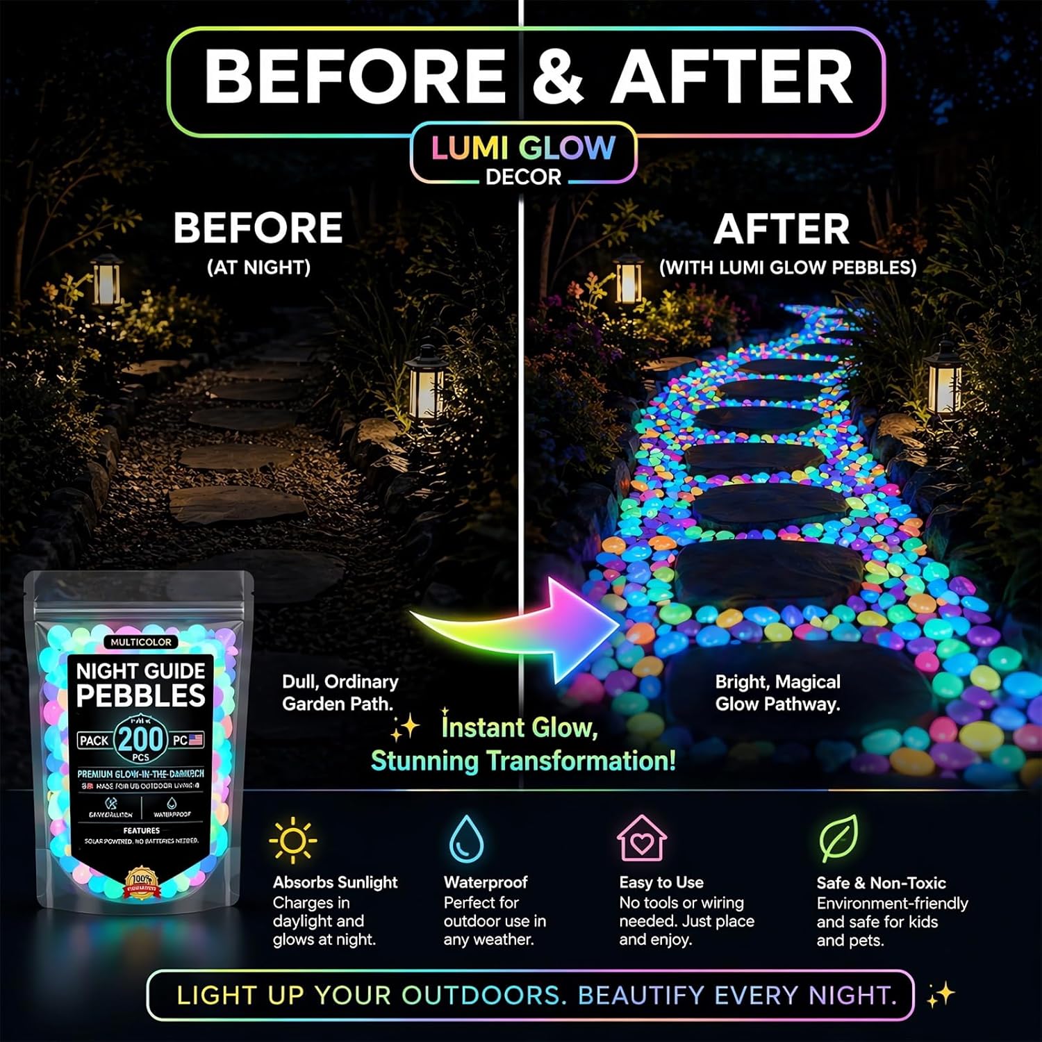 2026 Colored Night Glow Pebble - Aquarium Fish Rainbow recensione e prezzo